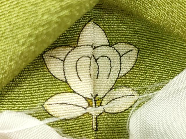 平和屋着物●上質な色無地 雲井染 鶸萌黄色 反端付き 正絹 逸品 未使用 DABF1425ud