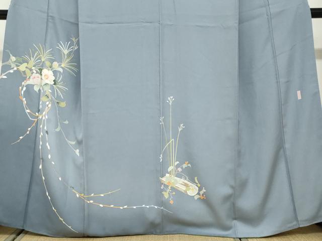 平和屋着物●訪問着 螺鈿 友禅 作家物 草花文 正絹 逸品 DABF1426ud