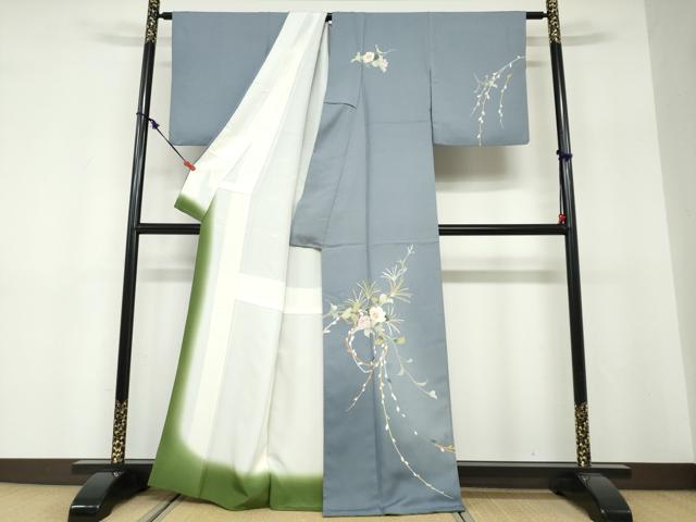 平和屋着物●訪問着 螺鈿 友禅 作家物 草花文 正絹 逸品 DABF1426ud