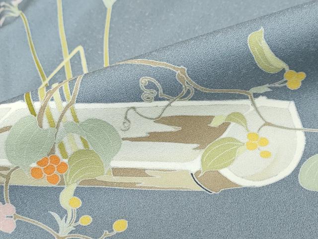平和屋着物●訪問着 螺鈿 友禅 作家物 草花文 正絹 逸品 DABF1426ud