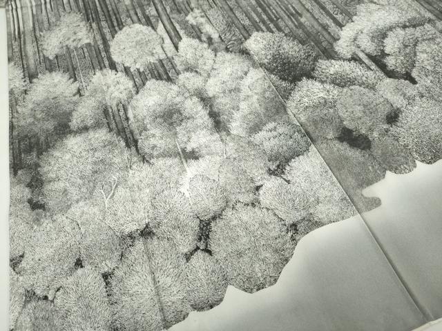 平和屋着物●琉染の創設者 山岡古都 水墨書 訪問着 北山杉 日本風景 正絹 逸品 DABF1429ud