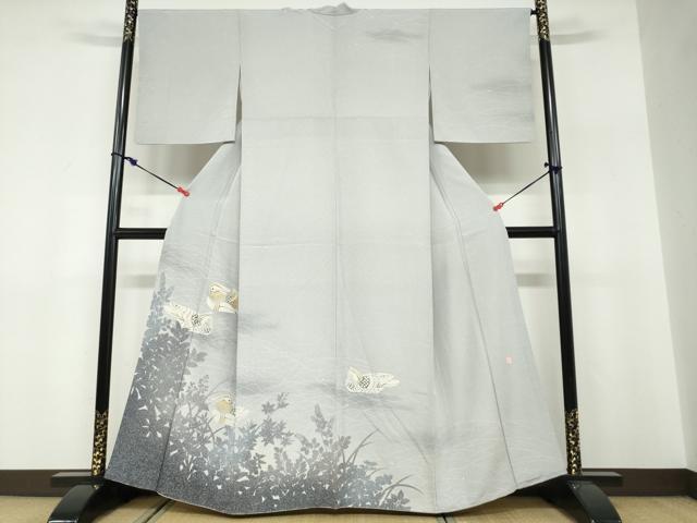 平和屋着物●人間国宝・羽田登喜男 訪問着 鴛鴦文 シルエット 暈し染め 金彩 正絹 逸品 DABF1431ud
