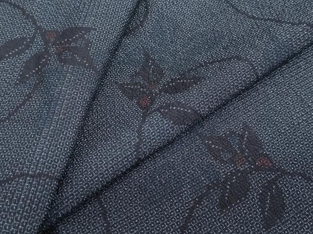 平和屋着物●本塩沢 110亀甲 南天文 正絹 逸品 DABF1434ud