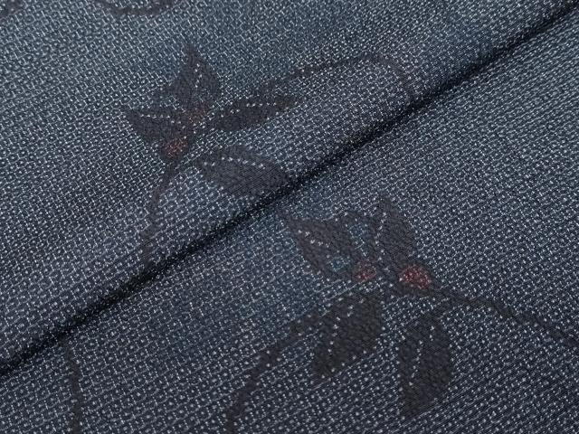 平和屋着物●本塩沢 110亀甲 南天文 正絹 逸品 DABF1434ud