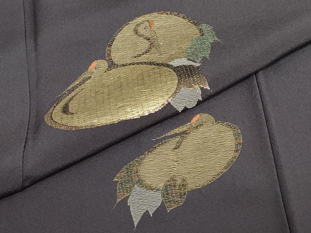 平和屋着物●訪問着 竹屋町刺繍 群鶴文 正絹 逸品 DABF1451ud