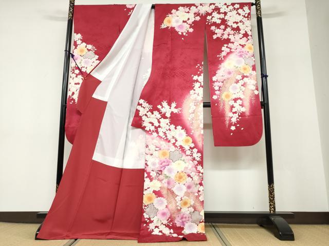 平和屋着物●豪華振袖 草花文 暈し染め 金銀彩 正絹 逸品 DABF1454ud