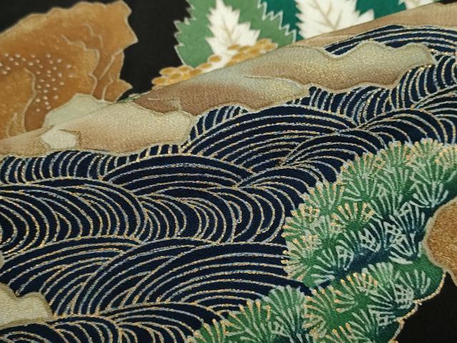 平和屋着物●森青山 黒留袖 浜松文 金彩 正絹 逸品 未使用 DABF1458ud