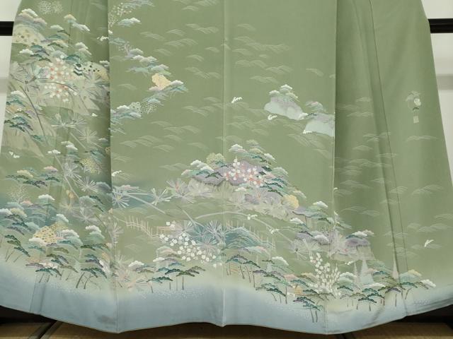 平和屋着物●訪問着 友禅 作家物 風景草花文 暈し染め 正絹 逸品 DABF1466ud