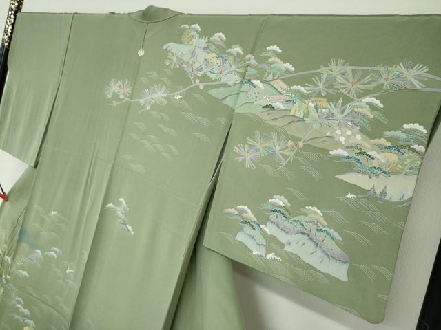 平和屋着物●訪問着 友禅 作家物 風景草花文 暈し染め 正絹 逸品 DABF1466ud