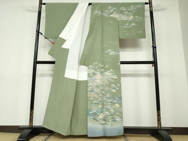 平和屋着物●訪問着 友禅 作家物 風景草花文 暈し染め 正絹 逸品 DABF1466ud