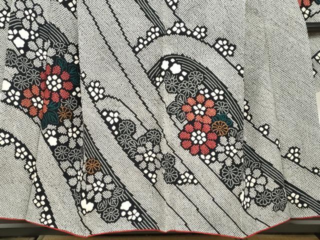 平和屋着物●豪華振袖 総絞り 草花文 黒地 正絹 逸品 DABF1467ud