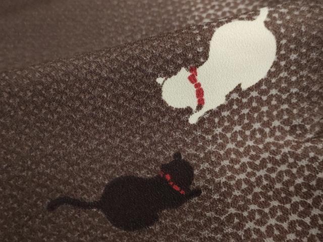 平和屋着物●小紋 猫 ねこ 洗える着物 DABF1470ud
