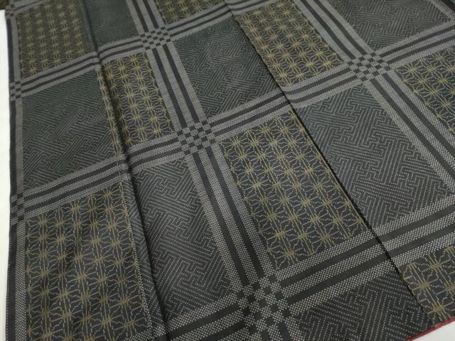 平和屋着物●本場大島紬 7マルキ 変わり格子文 正絹 逸品 DABF1487ud