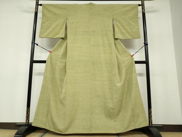 平和屋着物●上質な紬 柳茶色 正絹 逸品 DABF1492ud