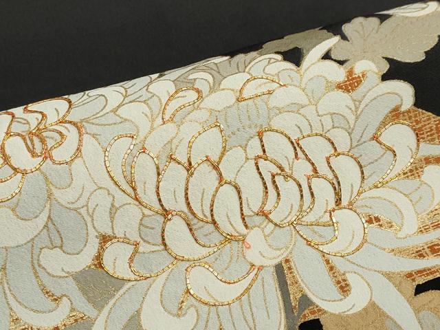 平和屋着物●豪華黒留袖 駒刺繍 流水草花文 金彩 正絹 逸品 DABF1493ud
