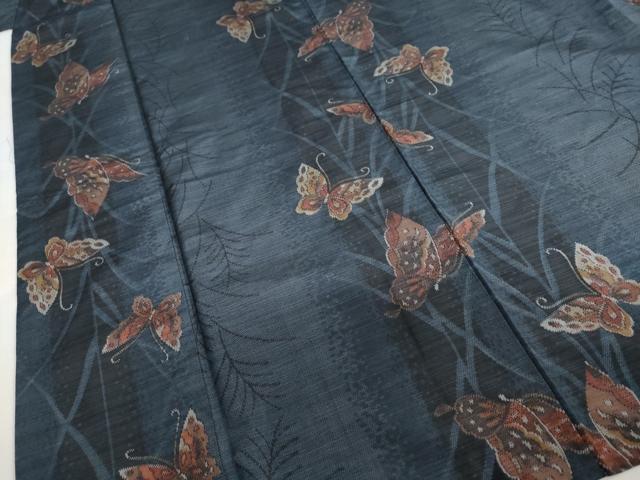 平和屋着物●上質な紬 舞蝶文 正絹 逸品 DABF1494ud