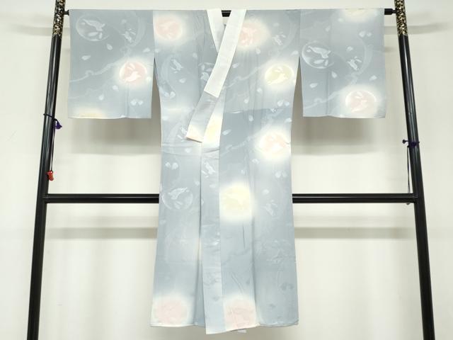 平和屋着物●長襦袢 無双仕立て 地紋起こし 雪輪舞桜地紋 跳兎 暈し染め 正絹 逸品 DABF1499ud