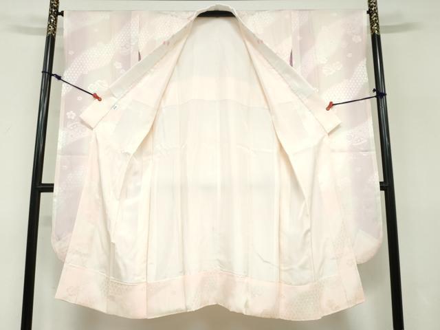 平和屋着物●振袖用長襦袢 袷 舞桜鈴地紋 暈し染め 半衿刺繍 正絹 逸品 DABF1500ud