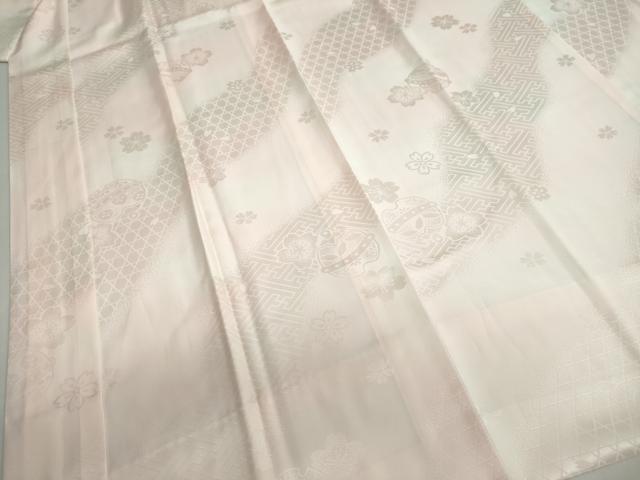 平和屋着物●振袖用長襦袢 袷 舞桜鈴地紋 暈し染め 半衿刺繍 正絹 逸品 DABF1500ud