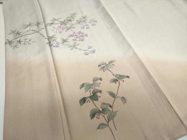 平和屋着物●訪問着 手描き 枝花文 暈し染め 正絹 逸品 未使用 DABF1506ud
