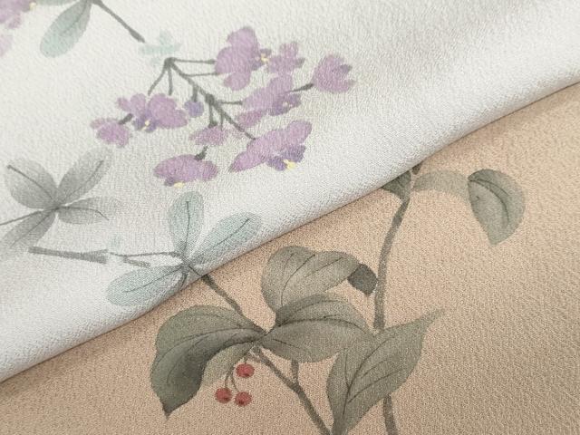 平和屋着物●訪問着 手描き 枝花文 暈し染め 正絹 逸品 未使用 DABF1506ud