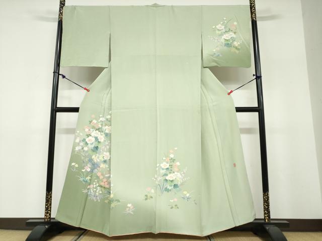 平和屋着物●訪問着 友禅 作家物 草花文 暈し染め 正絹 逸品 DABF1508ud