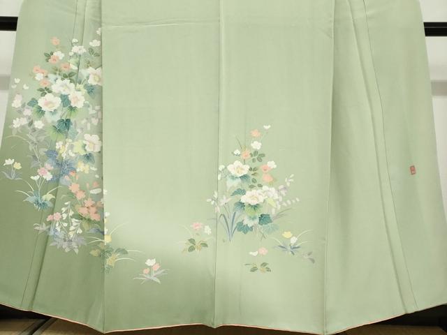 平和屋着物●訪問着 友禅 作家物 草花文 暈し染め 正絹 逸品 DABF1508ud