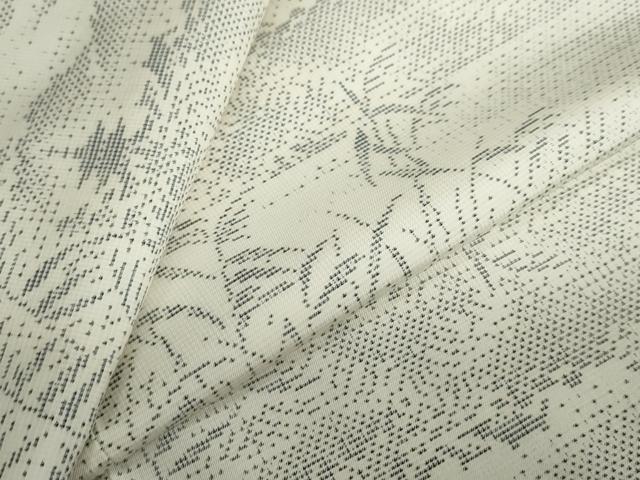 平和屋着物●本場大島紬 白大島 9マルキ 風景秋草文 正絹 逸品 DABF1509ud