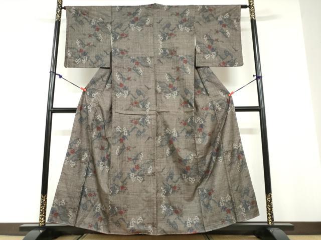 平和屋着物●本場大島紬 7マルキ 風景草花文 正絹 逸品 未使用 DABF1510ud