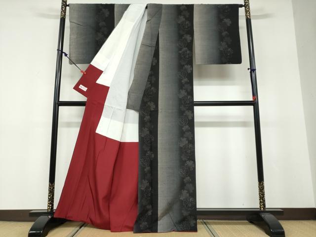 平和屋着物●本場結城玉紬 80亀甲 雪輪間道 やまと誂製 証紙付き 正絹 逸品 DABF1521ud