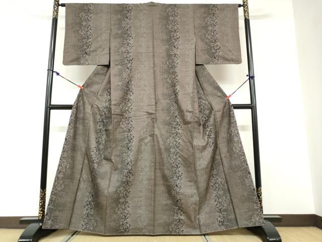 平和屋着物●本場大島紬 9マルキ 草花間道 シルエット 正絹 逸品 未使用 DABF1536ud