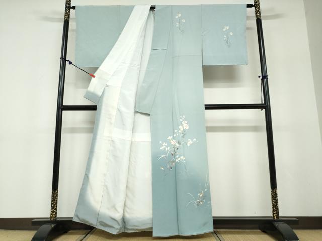 平和屋着物●京加賀友禅 百貫石峰 訪問着 草花文 暈し染め 正絹 逸品 未使用 DABF1539ud