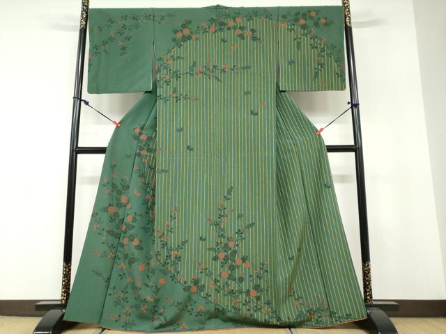 平和屋着物●訪問着 花蝶文 正絹 逸品 DABF1546ud