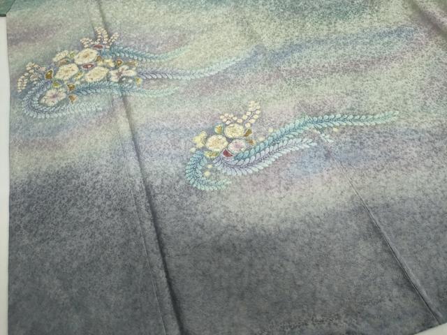 平和屋着物●訪問着 絞り 辻が花 暈し染め 金通し地 正絹 逸品 DABF1548ud