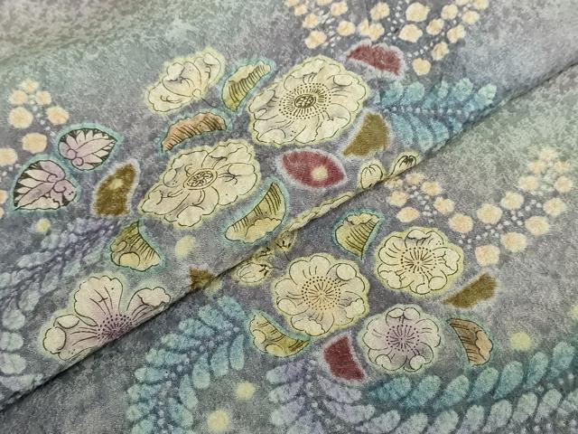 平和屋着物●訪問着 絞り 辻が花 暈し染め 金通し地 正絹 逸品 DABF1548ud