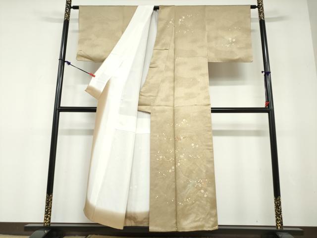 平和屋着物●訪問着 刺繍 箔散らし草花文 金糸 正絹 逸品 DABF1552ud