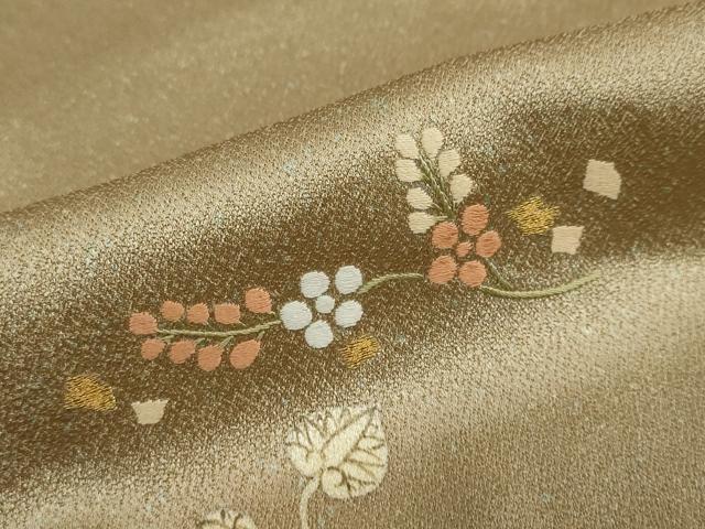 平和屋着物●訪問着 刺繍 箔散らし草花文 金糸 正絹 逸品 DABF1552ud