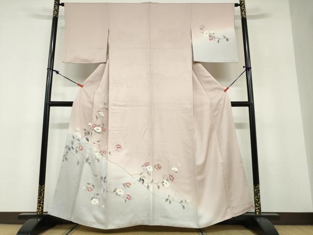 平和屋着物●訪問着 友禅 作家物 枝花文 暈し染め 正絹 逸品 DABF1553ud