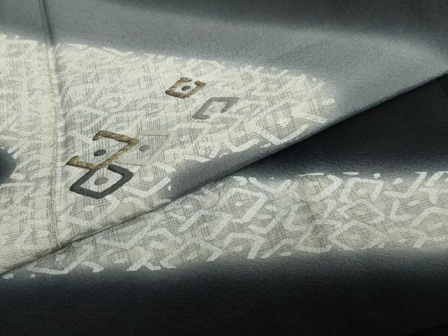 平和屋着物●訪問着 刺繍 流水文 暈し染め 黒地 金糸 正絹 逸品 DABF1555ud