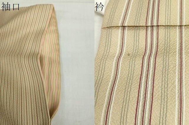 平和屋着物●上質な小紋 変わり縞 正絹 逸品 DABF1574ud