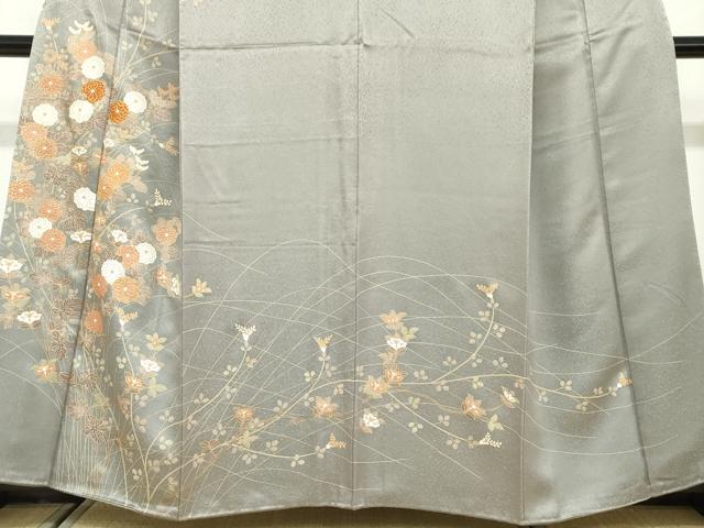 平和屋着物●訪問着 駒刺繍 草花文 金彩 正絹 逸品 DABF1576ud