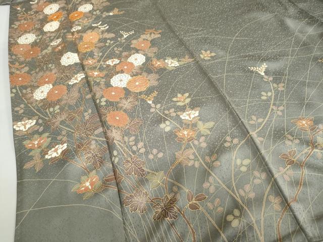 平和屋着物●訪問着 駒刺繍 草花文 金彩 正絹 逸品 DABF1576ud