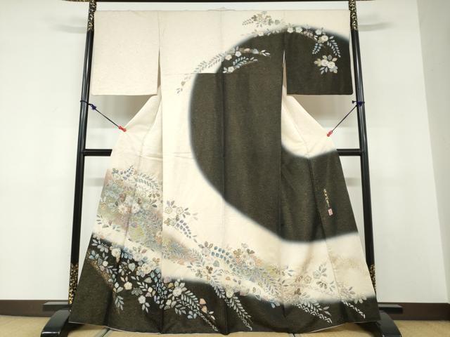 平和屋着物●訪問着 作家物 絞り 辻が花 金彩 金通し地 反端付き 正絹 逸品 DABF1577ud