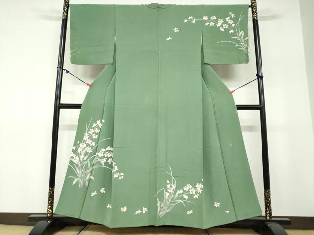 平和屋着物●訪問着 友禅 作家物 草花文 正絹 逸品 DABF1580ud