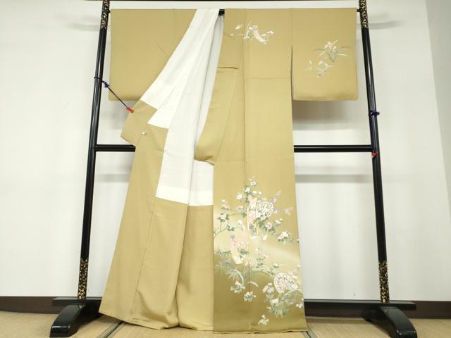 平和屋着物●訪問着 駒刺繍 片輪車短冊草花文 暈し染め 正絹 逸品 DABF1581ud
