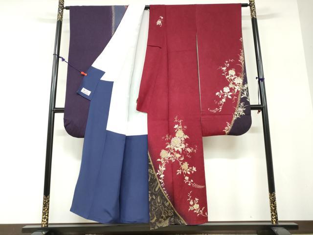 平和屋着物●豪華振袖 刺繍 草花文 暈し染め 金彩 やまと誂製 正絹 逸品 DABF1582ud