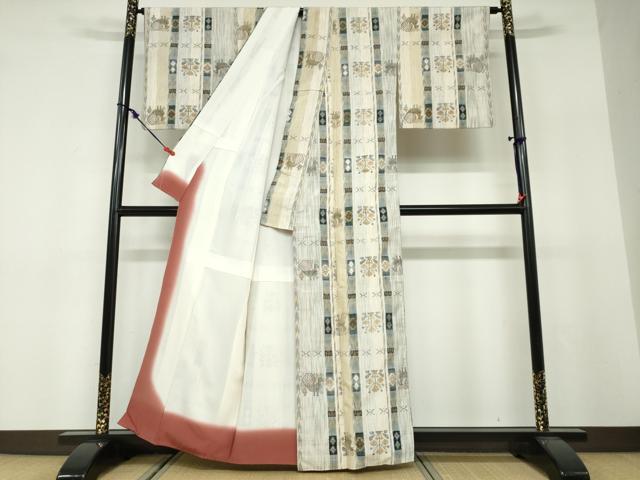 平和屋着物●上質な紬 花鳥文 正絹 逸品 DABF1591ud