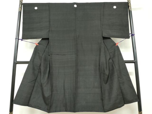 平和屋着物●男性 黒紋付 紬地 正絹 逸品 DABF1597ud