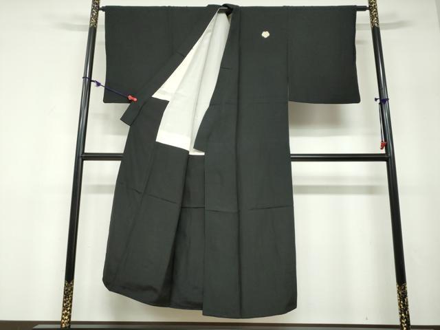 平和屋着物●男性 黒紋付 正絹 逸品 DABF1598ud