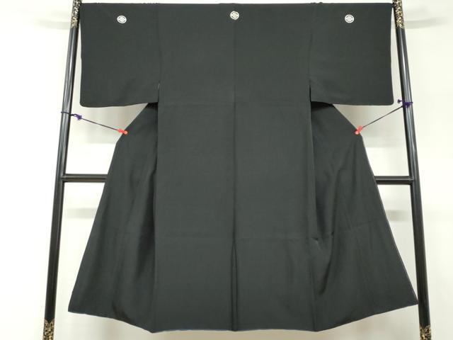 平和屋着物●男性 黒紋付 正絹 逸品 DABF1599ud